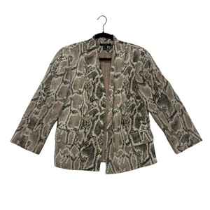 Louben Snakeskin Print Blazer Jacket Career Wear Neutral Tones Size 8 - Picture 1 of 8