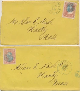 #65 3c George Washington lot of 2 covers Springfield MA Fancy cancels Letters - Picture 1 of 7
