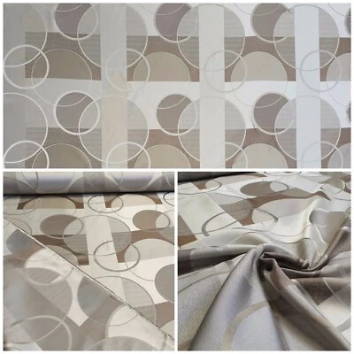 MARKENLOS Jacquard Möbelstoff Gardinen Stoff Dekostoff Doppelseitig Meterware Grau-Beige