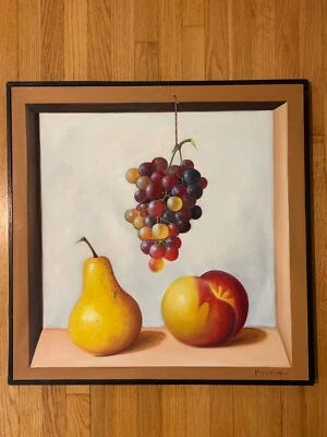 Original Miguel Q. Malca handmade still life acrylic painting Magritte Thiebaud - Image 1 of 4