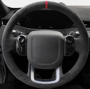 Cubierta de volante de gamuza con costura automática para Range Rover Sport 2014-2017 negro rojo - Imagen 1 de 4