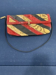 Original by Caprice Vintage Leather/Snakeskin Patchwork Clutch/Shoulder Bag - Picture 1 of 15