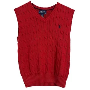 Polo Ralph Lauren Kids Sweater Vest Size 6 Red Cable Knit V-Neck 1133 - Picture 1 of 7