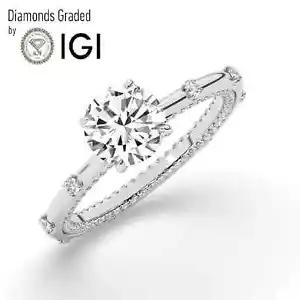 Round Solitaire Labgrown Diamond Engagement Ring 18k White Gold 3.50 Ct D VVS2 - Picture 1 of 23