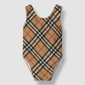 Burberry Brown Girl's Tirza Bias Check One-Piece Swimsuit Size 12 M - Picture 1 of 1