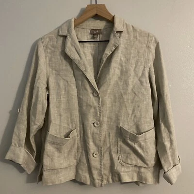 J Jill 100% Linen Blazer Jacket Size XS Light Gray Lagenlook Minimalist - Image 1 of 4
