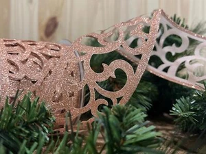 Rosegold Metallic Swirl Cut Band 2,5 Zoll verdrahtet Rosegold Glitzer Ausschnitt - Bild 1 von 8