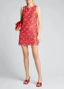 375 $ Alice + Olivia Clyde ärmelloses Spitzen-Etuikleid in Rot Größe 10 neu in OVP - Bild 1 von 11