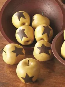 Manzana amarilla grande Primitive Colonial de 4 pulgadas con relleno Star Bowl - Imagen 1 de 3