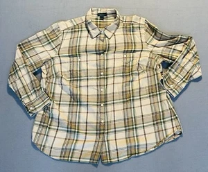 LRL Lauren Jeans Co Women's Flannel Plaid Button Up Shirt Sz 2X-Cozy - Picture 1 of 7