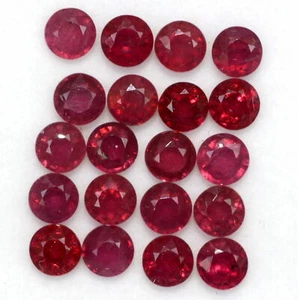 8.25 Cts Natural Ruby Round Cut 4 mm Lot 21 Pcs Reddish Shade Loose Gemstones GF - Picture 1 of 6