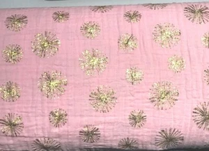 MAKE A WISH Metallic Gold on Pink Shannon Embrace Double Gauze by 1/2 yard - Picture 1 of 2