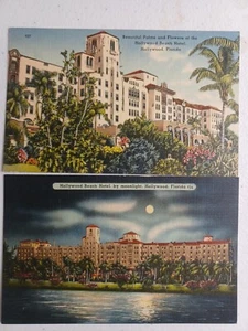 Night & Day HOLLYWOOD BEACH HOTEL FLORIDA Unposted Linen POSTCARD - Picture 1 of 5
