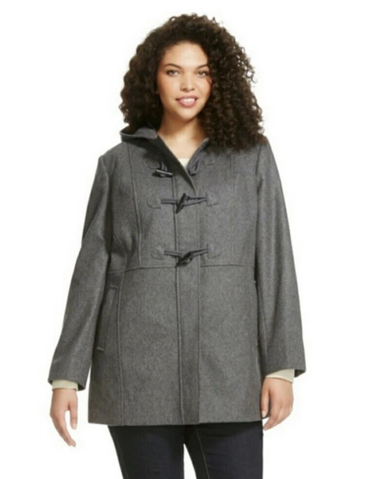 Ava & Viv Women’s Gray Wool Blend Hooded Lined Dress Coat Size 1X EC - Image 1 of 4