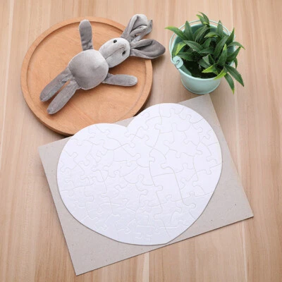 20Pcs White Sublimation Puzzle Craft Heart Shaped Blank Pearly Jigsaw Puzzle - Image 1 of 4