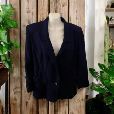 Blazer vintage años 90 Giorgio Sant’Angelo lana un botón azul marino 14 Foto 1 de 4