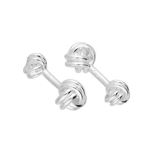 Sterling Silver Silk Knot Cufflinks Formal Suit Wedding Traditional - Picture 1 of 2