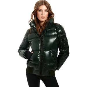 $395 SAM Freestyle Bomber Jacket S Spruce Green Down Feather Nylon Puffer - Picture 1 of 12