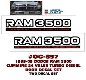 QG-857 1999 2000 2001 2002 2004 2005 - RAM 3500 CUMMINS 24V TURBO DIESEL DECALS - Picture 1 of 2