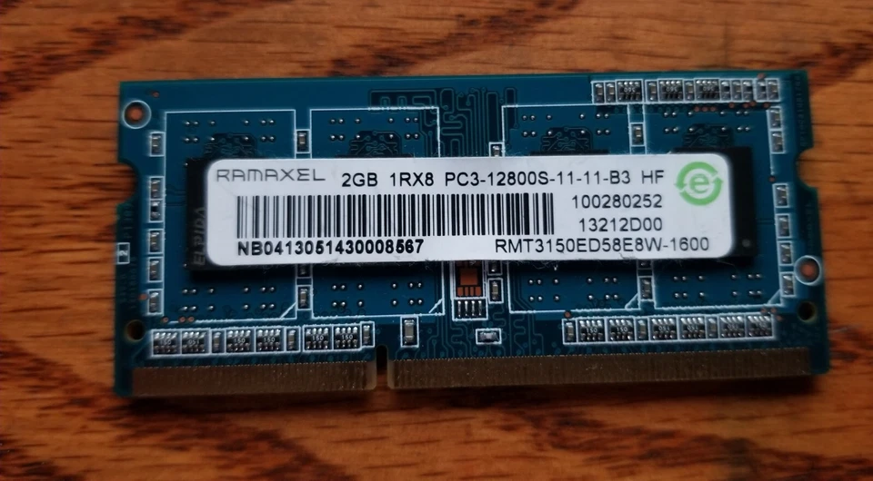 Ramaxel  4gb (2x2gb) 1rx8 pc3 12800S ddr3 computer laptop ram memory - Image 1 of 1