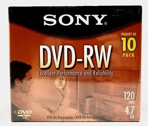 Sony DVD-RW Re-Recordable DVD 4,7GB Disc 10er Pack Neu Versiegelt - Bild 1 von 6