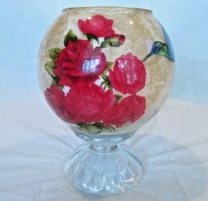 Kolibris Glaskugel Votivkerzenhalter oder Vase mit Glasständer 7" x 6" - Bild 1 von 5