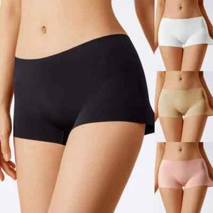 Ladies Boxer Panties Ice Silk Seamless Mid Waist Briefs Knickers Shorts 3/6 Pack - Picture 1 of 45