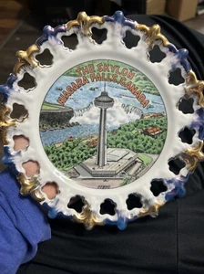 Vintage Retro Skylon Niagara Falls Canada Souvenir Ribbon Plate - Picture 1 of 3