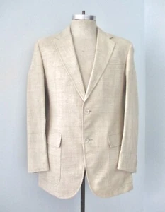 Vtg 70s Variegated Beige Ecru Linen? Golf Beach Boating Blazer Jacket Slim 38S - Picture 1 of 9