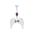 Silver Jewelco London Angel Wings with Stainless Steel Belly Bar & Ball