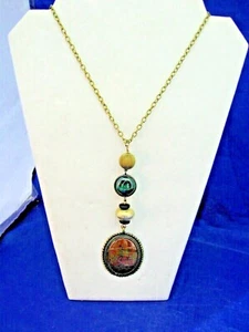 VINTAGE NECKLACE WITH A LONG PENTANT DROP - BOHEMIAN STYLE - Picture 1 of 5