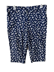 Pantalone St Johns Bay capris taglia 18 blu floreale 18" cucitura interna 4 tasche zip - Foto 1 di 6