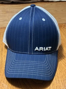 Herren Ariat Western blau weiß Nadelstreifen Hut verstellbar Druckknopflasche Flexfit 110 - Bild 1 von 10