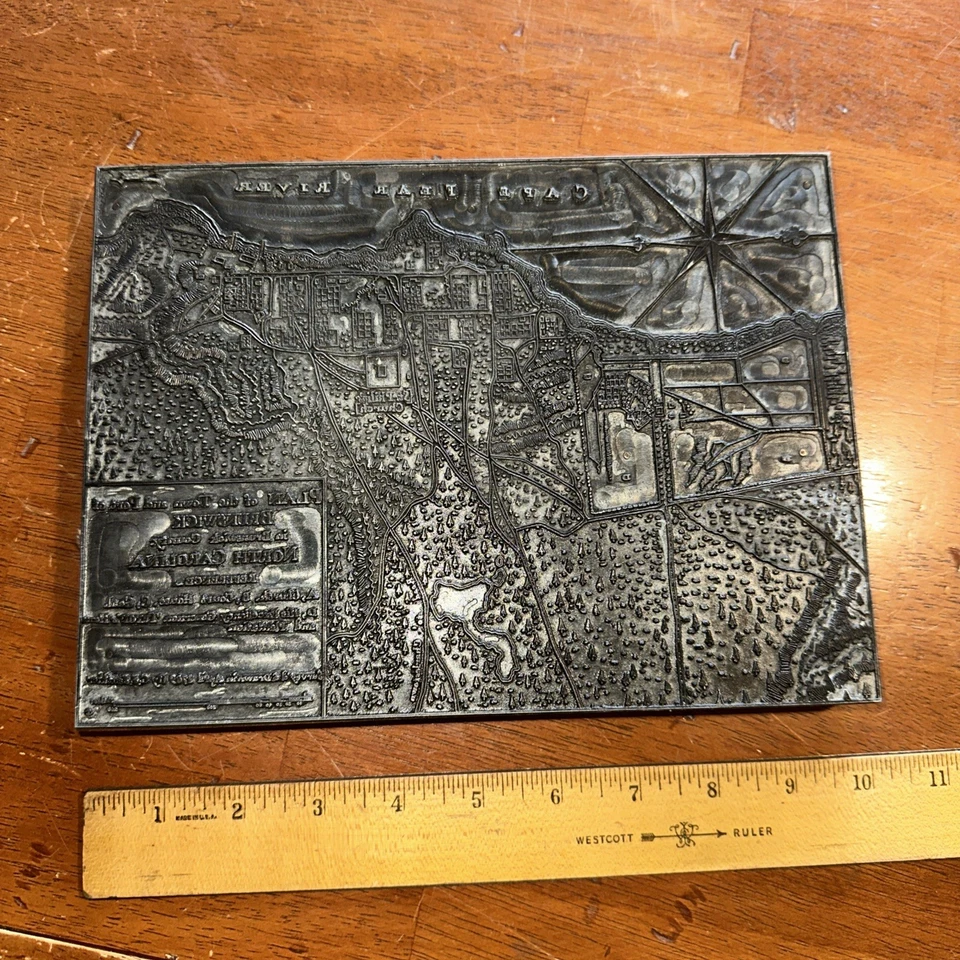 Print Block ( Plan of The Town & Port of Brunswick N. Carolina ) RARE!! 9.5 X 7” - Image 1 of 4