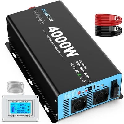 FLAMEZUM 4000W 8000W Reiner Sinus Wechselrichter Spannungswandler 12V/24V Fernsteuerung