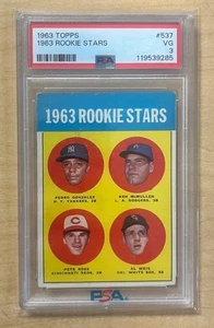 1963 Topps Rookie Stars #537 Pete Rose Rookie Card Cincinnati Reds PSA 3 VG - Bild 1 von 2