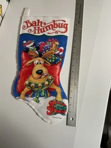 Vintage 1990 17" Weihnachtsstrumpf BAH HUMBUG Cheryl Johnson - Bild 1 von 5