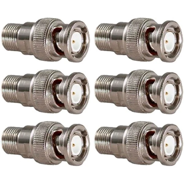 6 Pcs BNC Male to F Type Female Coax Coaxial Cable Adapter Connector Converter - Image 1 of 1