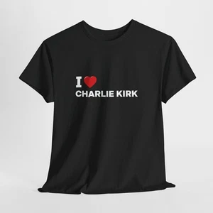 I Love Charlie Kirk Unisex schwere Baumwolle T-Shirt - unterstützende Kleidung. - Bild 1 von 6