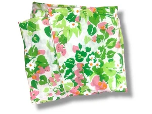 Sábana plana vintage Utica doble 81x104 estampado floral fresa mezcla de algodón EE. UU. - Imagen 1 de 5