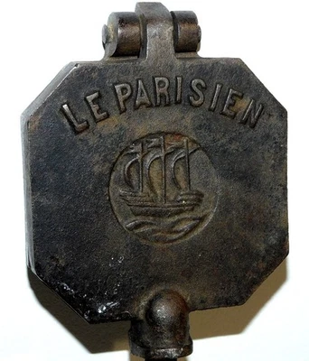 ANCIEN PETIT GAUFRIER FONTE LE PARISIEN MOULE /NO CUIVRE A HOSTIE XIXème - Photo 1/4