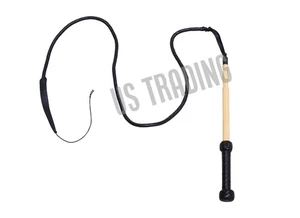 Handmade Leather Bullwhip Black Indiana Jones Style Whip Cowhide Leather Whip - Picture 1 of 3