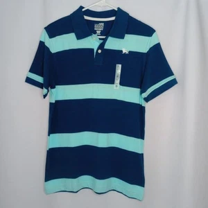 Old Navy Boys Striped Short Sleeve Polo Golf Shirt Cotton Teal Green NWT sz: XL - Picture 1 of 7