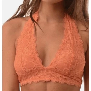 Intimately Free People Galloon Lace Halter Bralette Light Orange Women's XS NWT - Picture 1 of 12