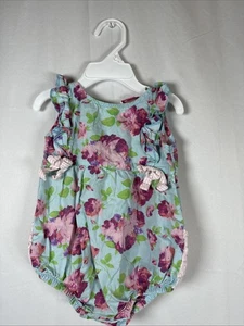 Pagliaccetto Ruffle Butts blu floreale taglia 6-12 M usato - Foto 1 di 11