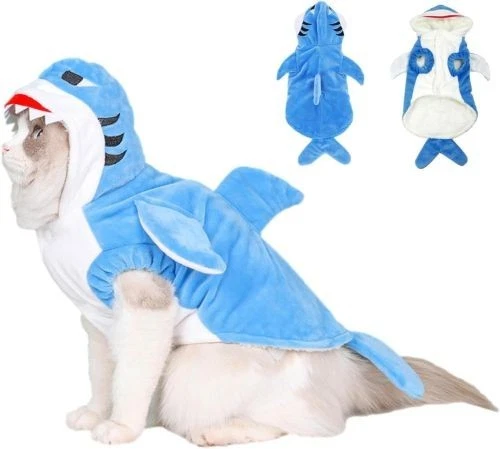 2x Shark Dog Costume Puppy Hoodie Halloween Pet Pajamas Outfit - Image 1 of 2