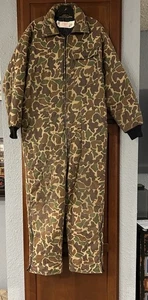 Vintage Jim Catfish Saftbak Duck Camo Insulated Coverall Hunting Zip Up USA LRG - Picture 1 of 9
