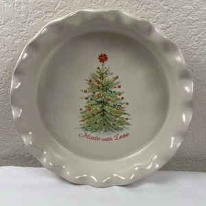 Pioneer Woman Holiday Cheer 9” “Made with Love” Ruffled Edge Pie Plate - Picture 1 of 9