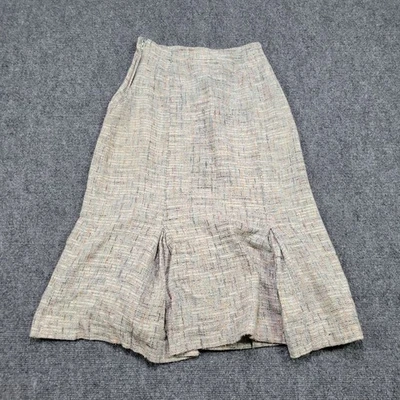 Falda Carole Little Saint Tropez West 4 Beige Tweed Plisada Línea A Acampanada Clásica Foto 1 de 4