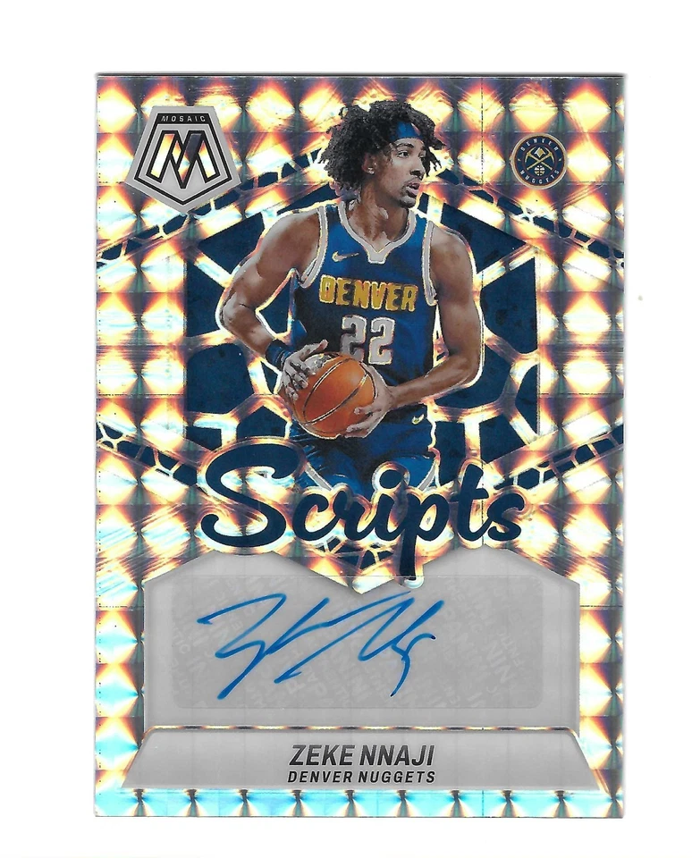 ZEKE NNAJI 2023-24 MOSAIC " SCRIPTS " MOSAIC PRIZM / AUTO #MS-NNJ $25.00 NUGGETS - Image 1 of 1